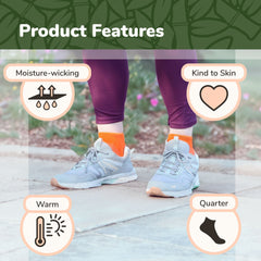 Unisex Bamboo Rayon Wool Blend Athletic Quarter Socks