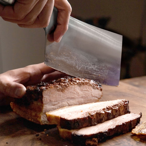 Cleaver Smooth Blade Silver Handle Chef Knife
