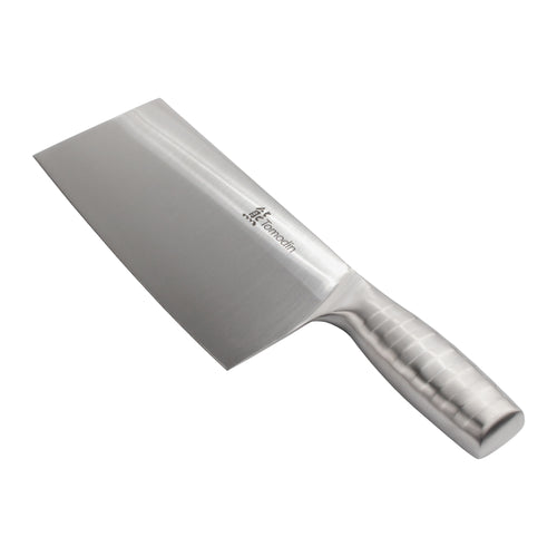 Cleaver Smooth Blade Silver Handle Chef Knife