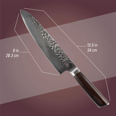 Hammered Blade Black Handle Chef Knife