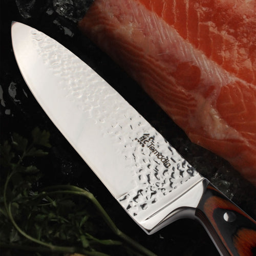 Hammered Blade Walnut Handle Chef Knife