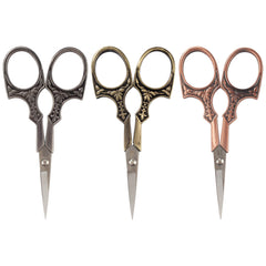 Embroidery Scissors with Decorative Antique Style Handles Antique Silver, Copper, Bronze