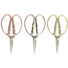 Embroidery Scissors with Decorative Large Crane Motif Handles Bronze, Brushed Nickel, Copper