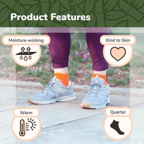 Unisex Bamboo Rayon Wool Blend Athletic Quarter Socks