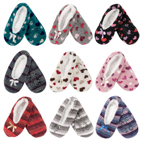 Women's Hearts Stripes Slippers