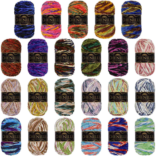 Chenille Yarn Variegated Skeins