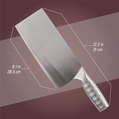 Cleaver Smooth Blade Silver Handle Chef Knife