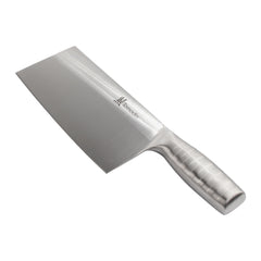 Cleaver Smooth Blade Silver Handle Chef Knife