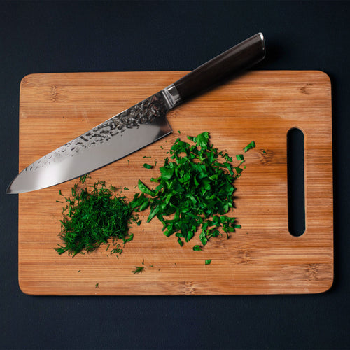 Hammered Blade Black Handle Chef Knife