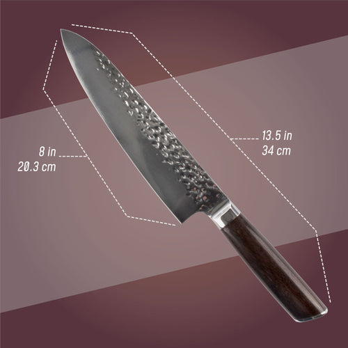 Hammered Blade Black Handle Chef Knife