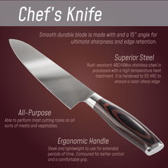 Smooth Blade Black Handle Chef Knife