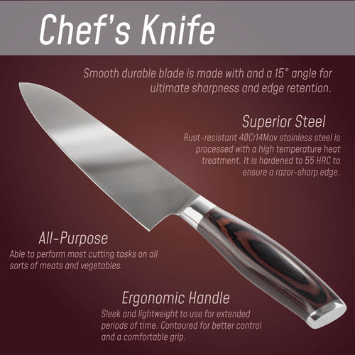 Smooth Blade Black Handle Chef Knife