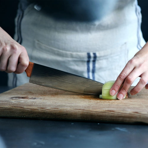 Smooth Blade Oak Handle Chef Knife