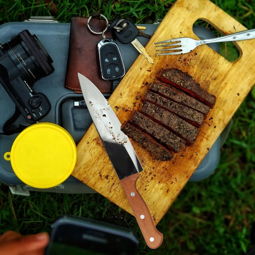 Smooth Blade Oak Handle Chef Knife