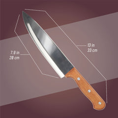 Smooth Blade Oak Handle Chef Knife