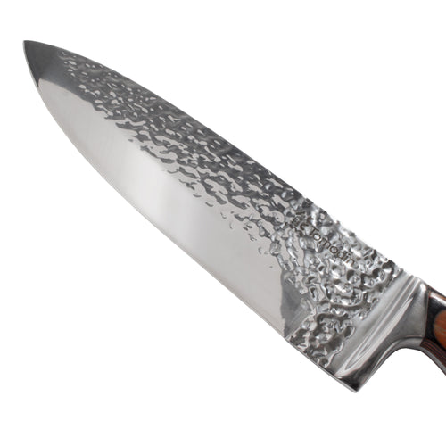 Hammered Blade Walnut Handle Chef Knife