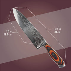 Hammered Blade Walnut Handle Chef Knife