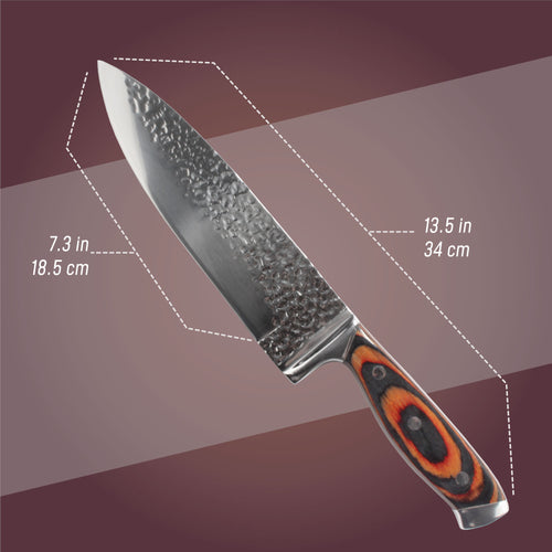 Hammered Blade Walnut Handle Chef Knife