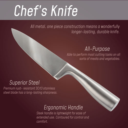 Smooth Blade Silver Handle Chef Knife