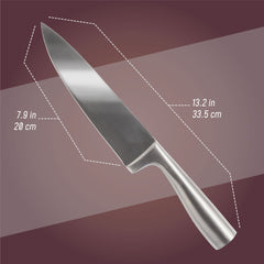 Smooth Blade Silver Handle Chef Knife