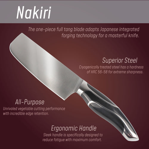 Nakiri Smooth Blade Black Handle Chef Knife