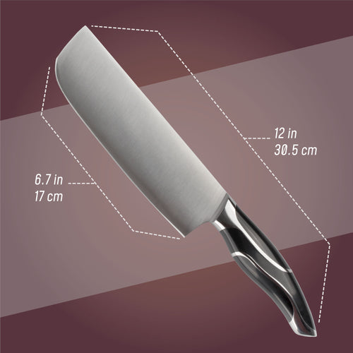 Nakiri Smooth Blade Black Handle Chef Knife