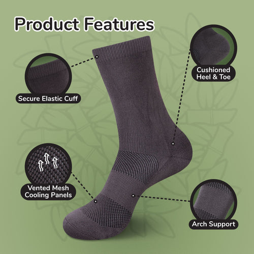 Unisex Athletic Supported Bamboo Rayon Crew Socks