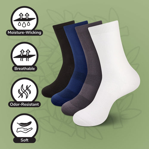 Unisex Athletic Supported Bamboo Rayon Crew Socks